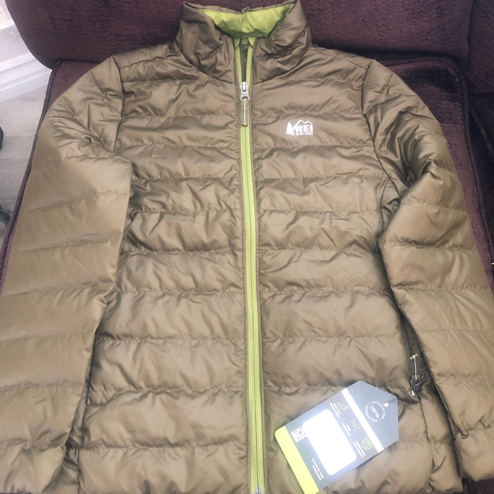 REI Army green Kids Coat sz 10/12